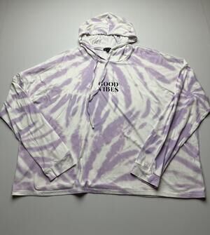 Riley & James Hoodie Sweatshirt Womens 3X Purple Tie Dye Good Vibes Graphic